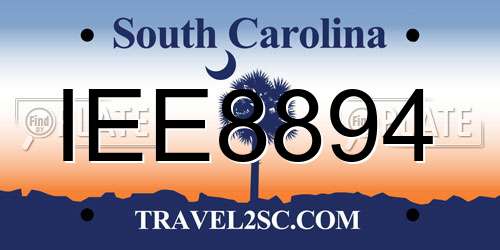 IEE8894 South Carolina License Plate