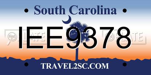 IEE9378 South Carolina License Plate