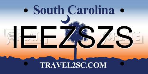 IEEZSZS South Carolina License Plate