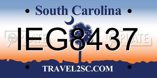 IEG8437 South Carolina License Plate