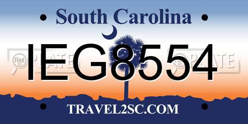 IEG8554 South Carolina License Plate