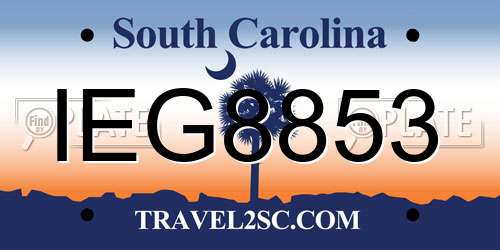 IEG8853 South Carolina License Plate