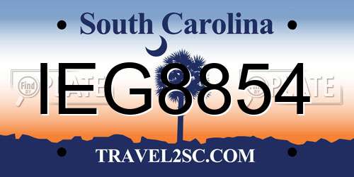 IEG8854 South Carolina License Plate