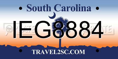 IEG8884 South Carolina License Plate