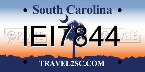 IEI7844 South Carolina License Plate