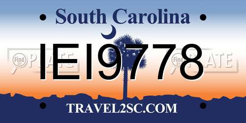 IEI9778 South Carolina License Plate