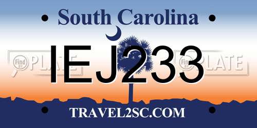 IEJ233 South Carolina License Plate