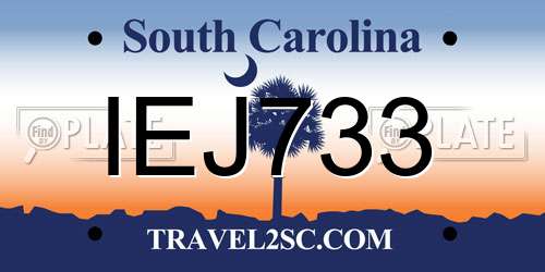 IEJ733 South Carolina License Plate