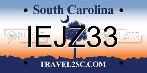 IEJZ33 South Carolina License Plate