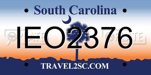 IEO2376 South Carolina License Plate