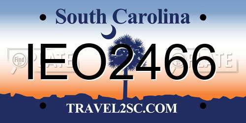 IEO2466 South Carolina License Plate