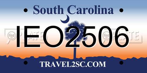 IEO2506 South Carolina License Plate