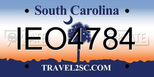 IEO4784 South Carolina License Plate
