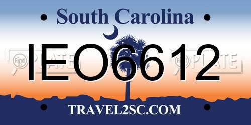 IEO6612 South Carolina License Plate