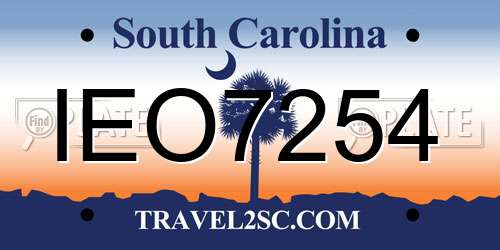 IEO7254 South Carolina License Plate