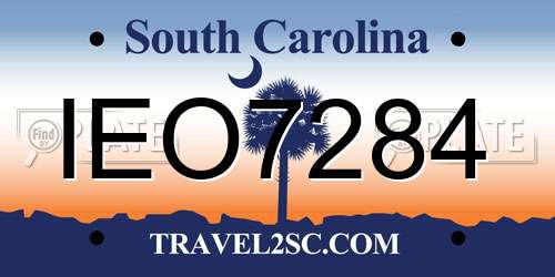 IEO7284 South Carolina License Plate