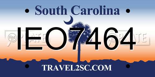 IEO7464 South Carolina License Plate
