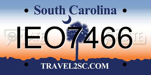 IEO7466 South Carolina License Plate
