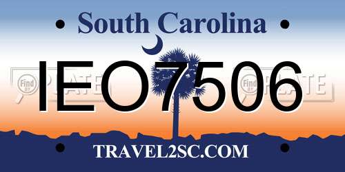 IEO7506 South Carolina License Plate