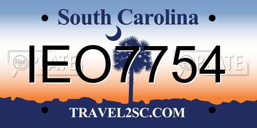 IEO7754 South Carolina License Plate