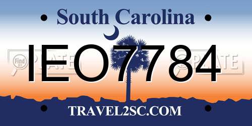IEO7784 South Carolina License Plate