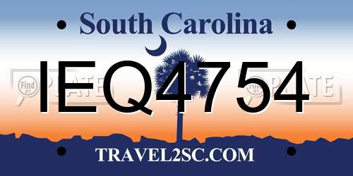 IEQ4754 South Carolina License Plate