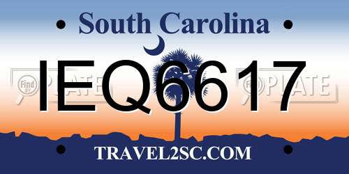 IEQ6617 South Carolina License Plate