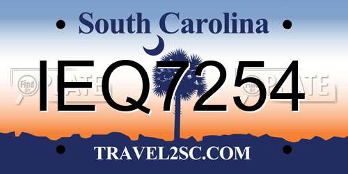IEQ7254 South Carolina License Plate