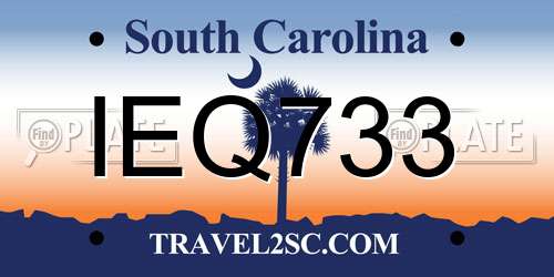 IEQ733 South Carolina License Plate