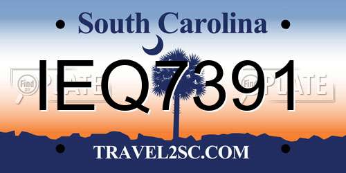 IEQ7391 South Carolina License Plate