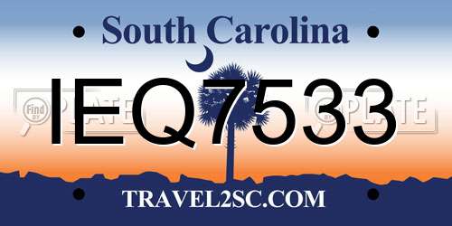 IEQ7533 South Carolina License Plate