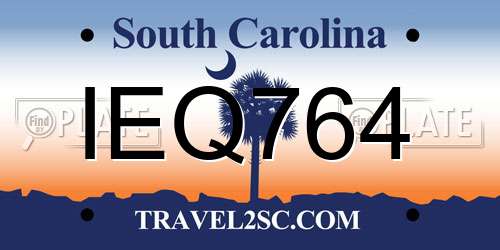 IEQ764 South Carolina License Plate