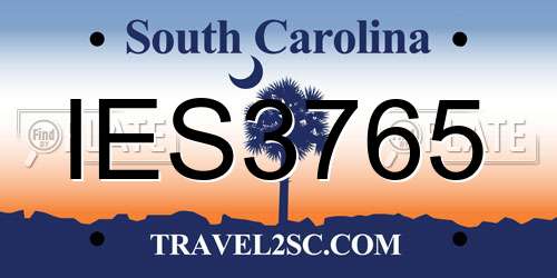 IES3765 South Carolina License Plate