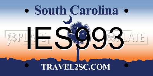 IES993 South Carolina License Plate