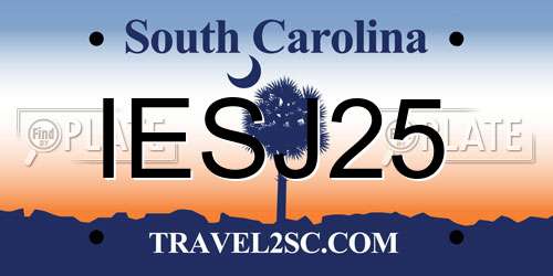 IESJ25 South Carolina License Plate