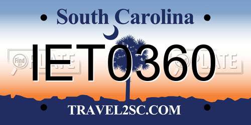 IET0360 South Carolina License Plate