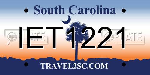 IET1221 South Carolina License Plate