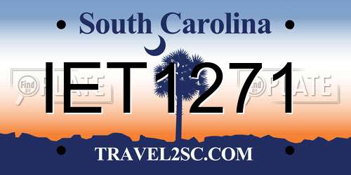IET1271 South Carolina License Plate