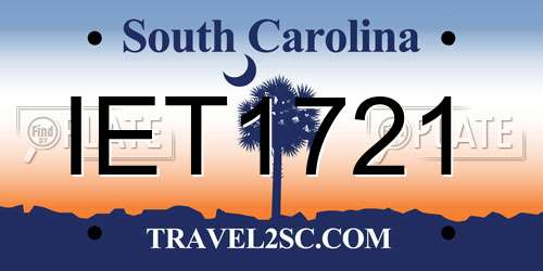 IET1721 South Carolina License Plate