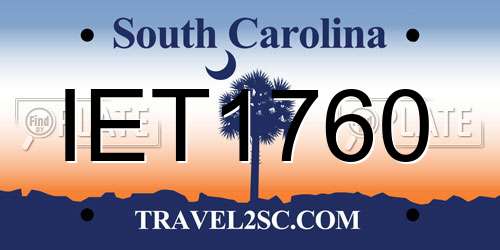 IET1760 South Carolina License Plate