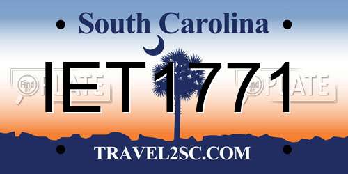 IET1771 South Carolina License Plate