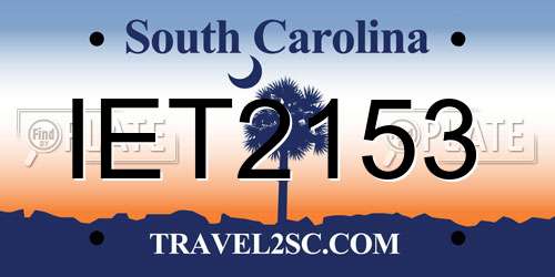 IET2153 South Carolina License Plate
