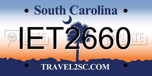 IET2660 South Carolina License Plate
