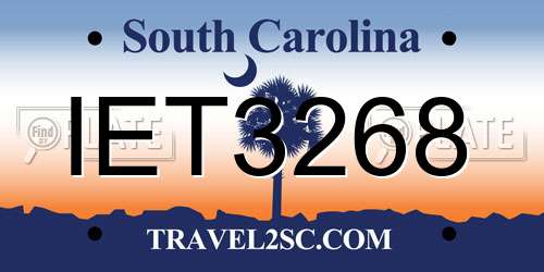 IET3268 South Carolina License Plate