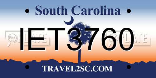 IET3760 South Carolina License Plate
