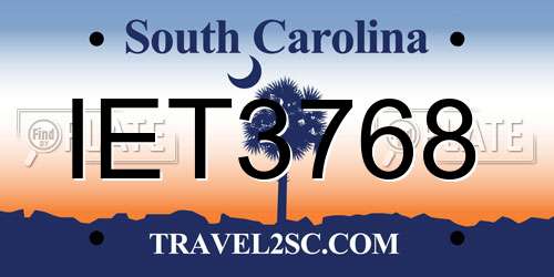 IET3768 South Carolina License Plate