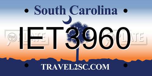IET3960 South Carolina License Plate