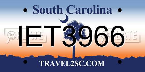 IET3966 South Carolina License Plate
