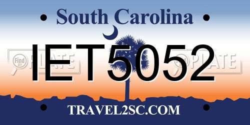 IET5052 South Carolina License Plate