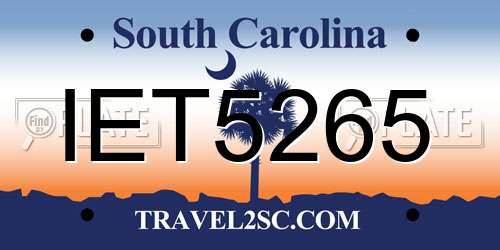IET5265 South Carolina License Plate